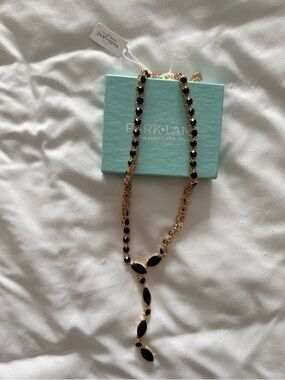Park Lane Gold Necklace with Black Stones Y-Drop